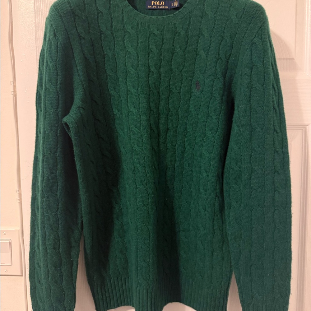Men’s Polo Ralph Lauren Green Cable-Knit Sweater Wool-Cashmere